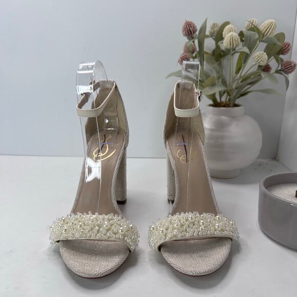 Sam Edelman Yaro Perla Block Heal Sandal Modern Ivory Women's 8 Bridal Wedding - Picture 2 of 10